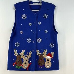 Rebecca Malone Reindeer Knit Vest, XL